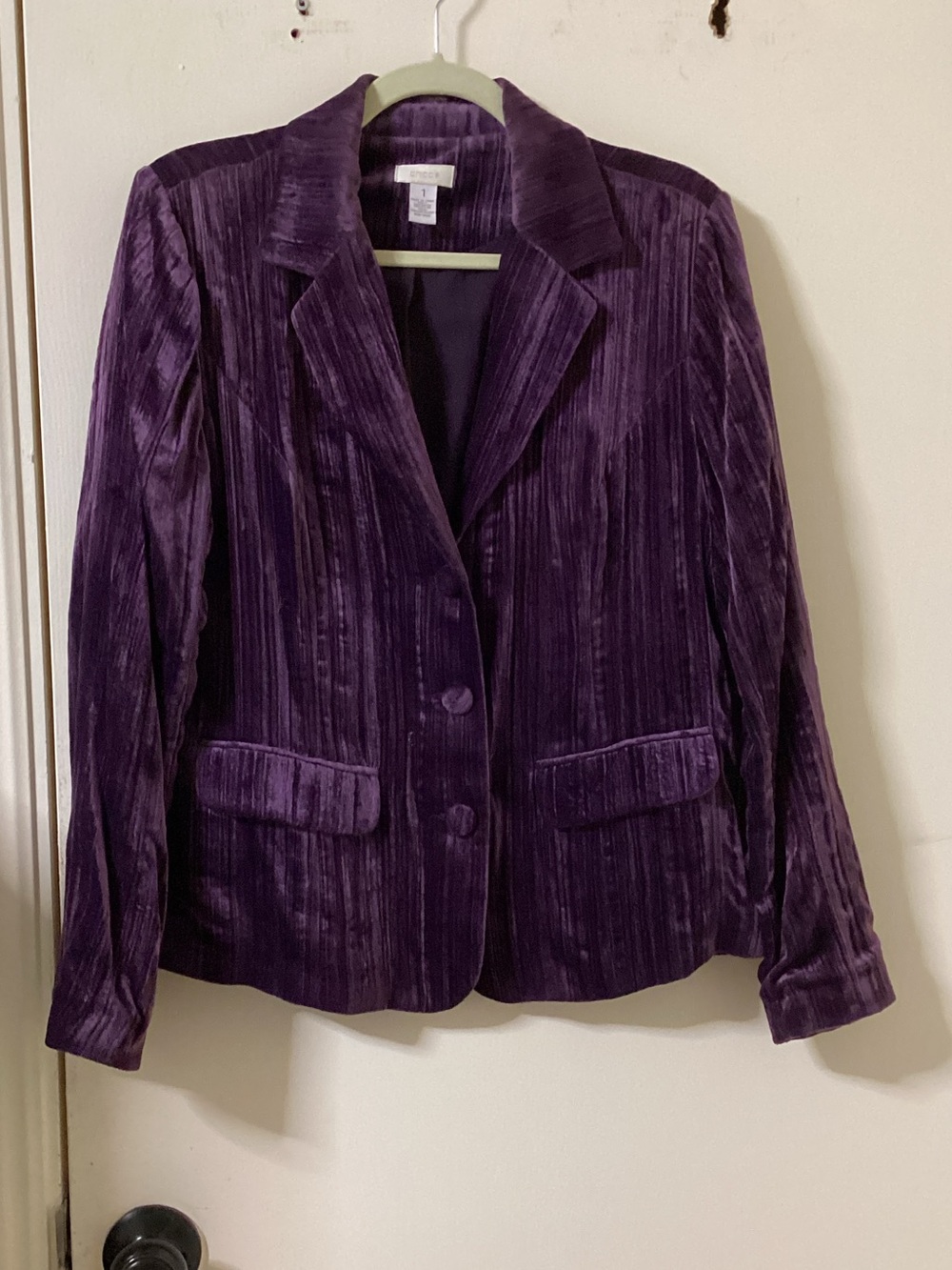 Chico's Deep Purple Velvet Blazer